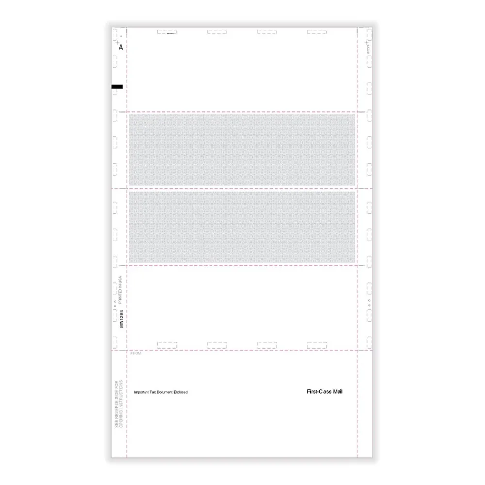 Tax Forms*ComplyRight W-2 Blank Tax Form, Horizontal, with Backer Instructions, Pressure-Seal, 4-Up, 500/Pack (5227)