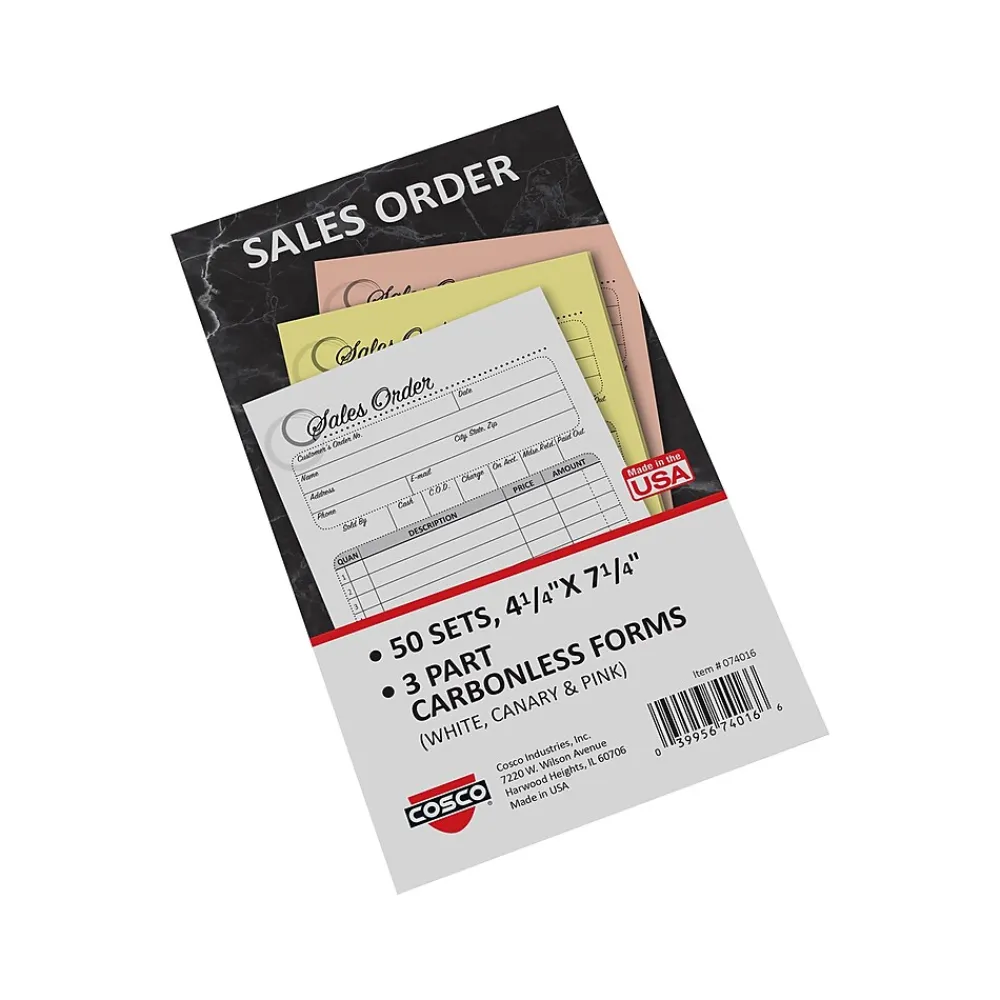 Business Forms*Cosco Artistic 3-Part Carbonless Sales Orders, 4.25" x 7.25", 50 Sets/Book (074016)