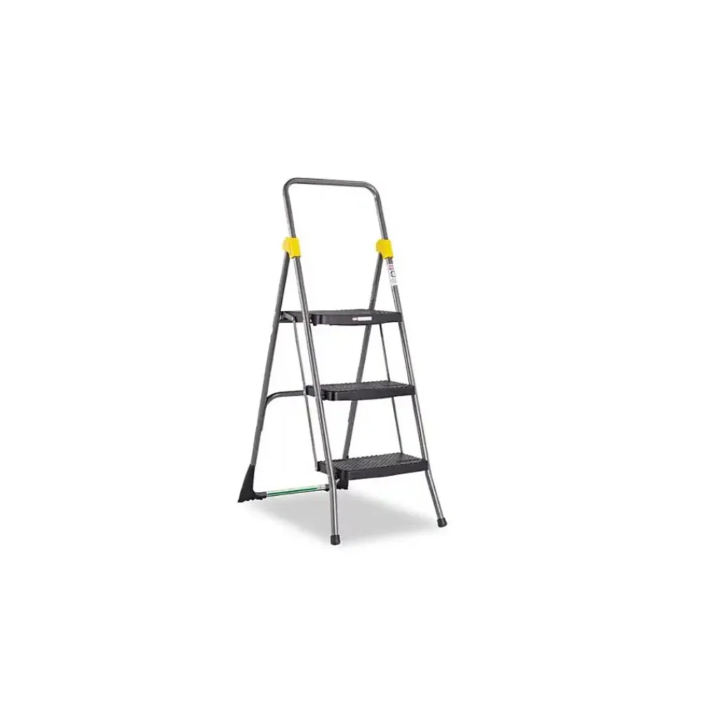 Cosco Commercial 3-Step Folding Stool, 300 lb Capacity, Gray (CSC11839GGO)