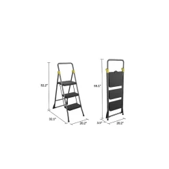 Cosco Commercial 3-Step Folding Stool, 300 lb Capacity, Gray (CSC11839GGO)