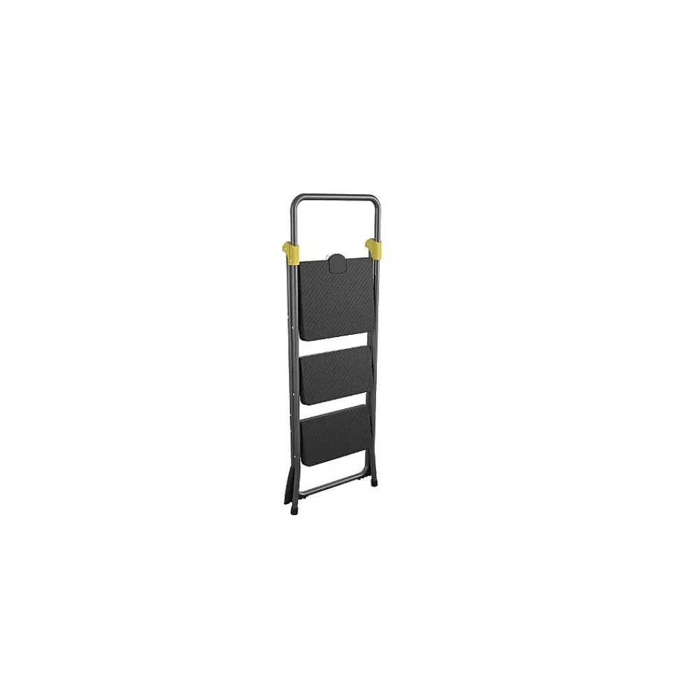Cosco Commercial 3-Step Folding Stool, 300 lb Capacity, Gray (CSC11839GGO)