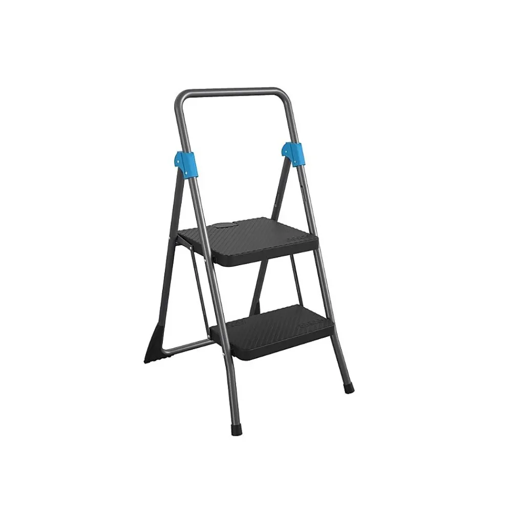 Cosco Commercial 2-Step Folding Stool, 300 lb Capacity, Gray (CSC11829GGB)