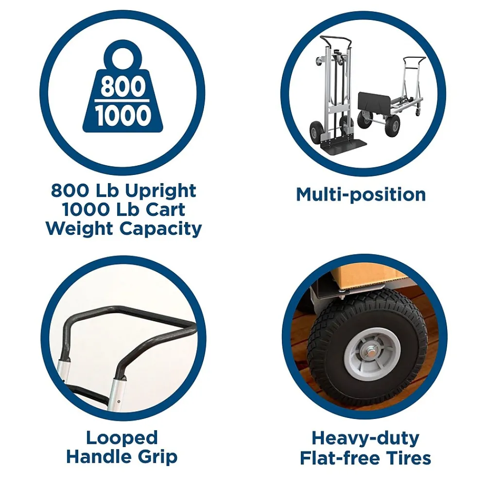 Cosco Convertible Hand Truck, 1000/800 lb. Capacity, Aluminum (12204ASB1E)