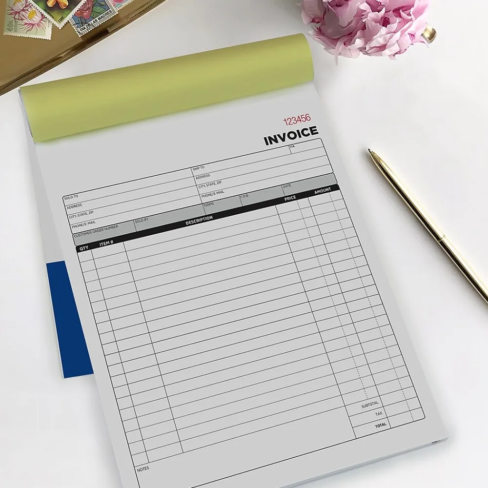 Business Forms*Cosco 2-Part Carbonless Invoices, 8.38" x 10.69", 50 Sets/Book, 5/Pack (074034PK5)