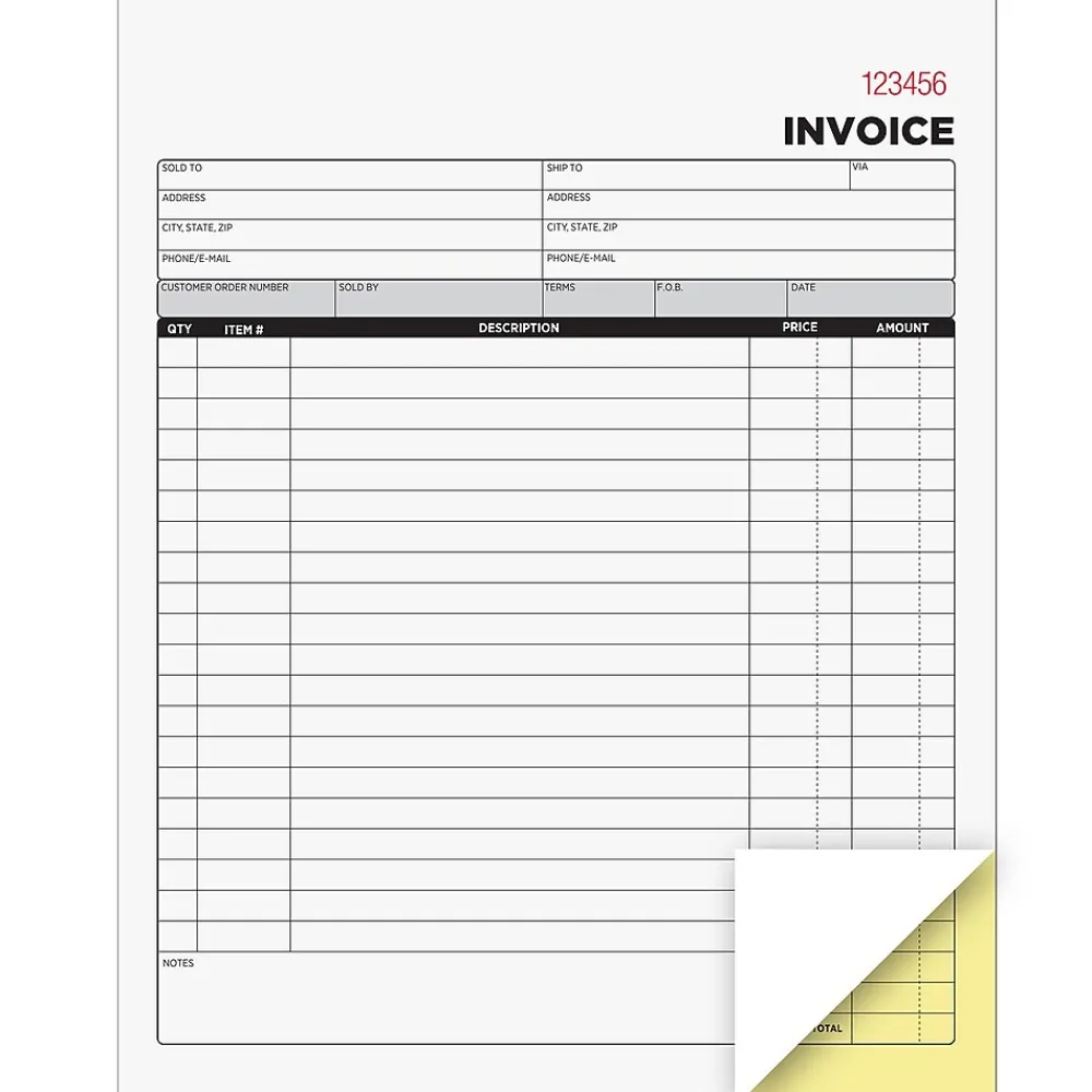 Business Forms*Cosco 2-Part Carbonless Invoices, 8.38" x 10.69", 50 Sets/Book, 5/Pack (074034PK5)