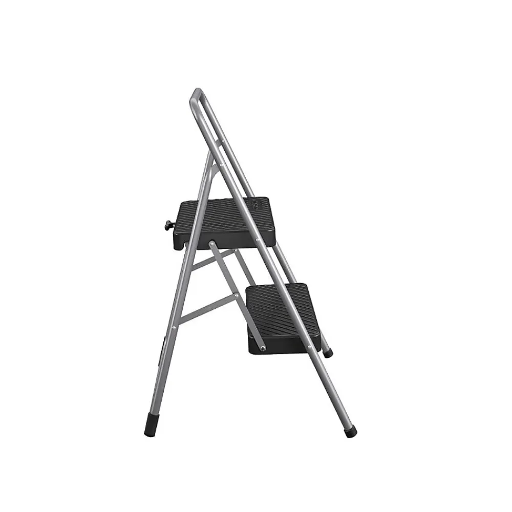 Cosco 2-Step Folding Steel Step Stool, 200 lb Capacity, 28.13" Working Height, Cool Gray (11137PBL1E)