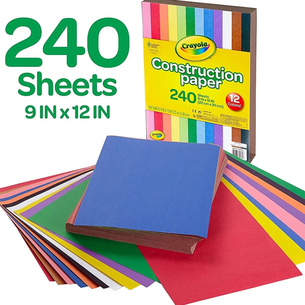 Construction Paper*Crayola 12 Colors! Construction Paper, 12" x 9", Assorted Colors, 240/Carton (993200)