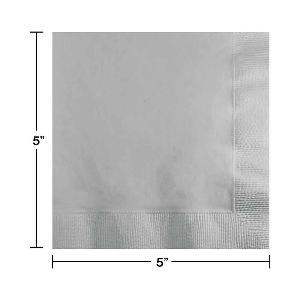 Creative Converting Touch of Color Beverage Napkin, 2-ply, Shimmering Silver, 150 Napkins/Pack (DTC803281BBNAP)