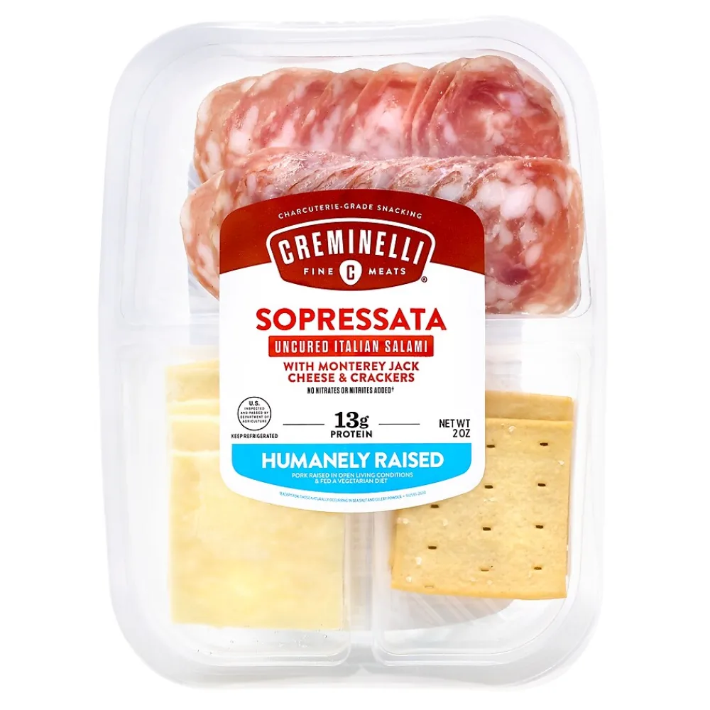 Creminelli Fine Meats Creminelli Sopressata, Monterey Jack Cheese, Crackers, 0.5, 4/Pack (220-02085)