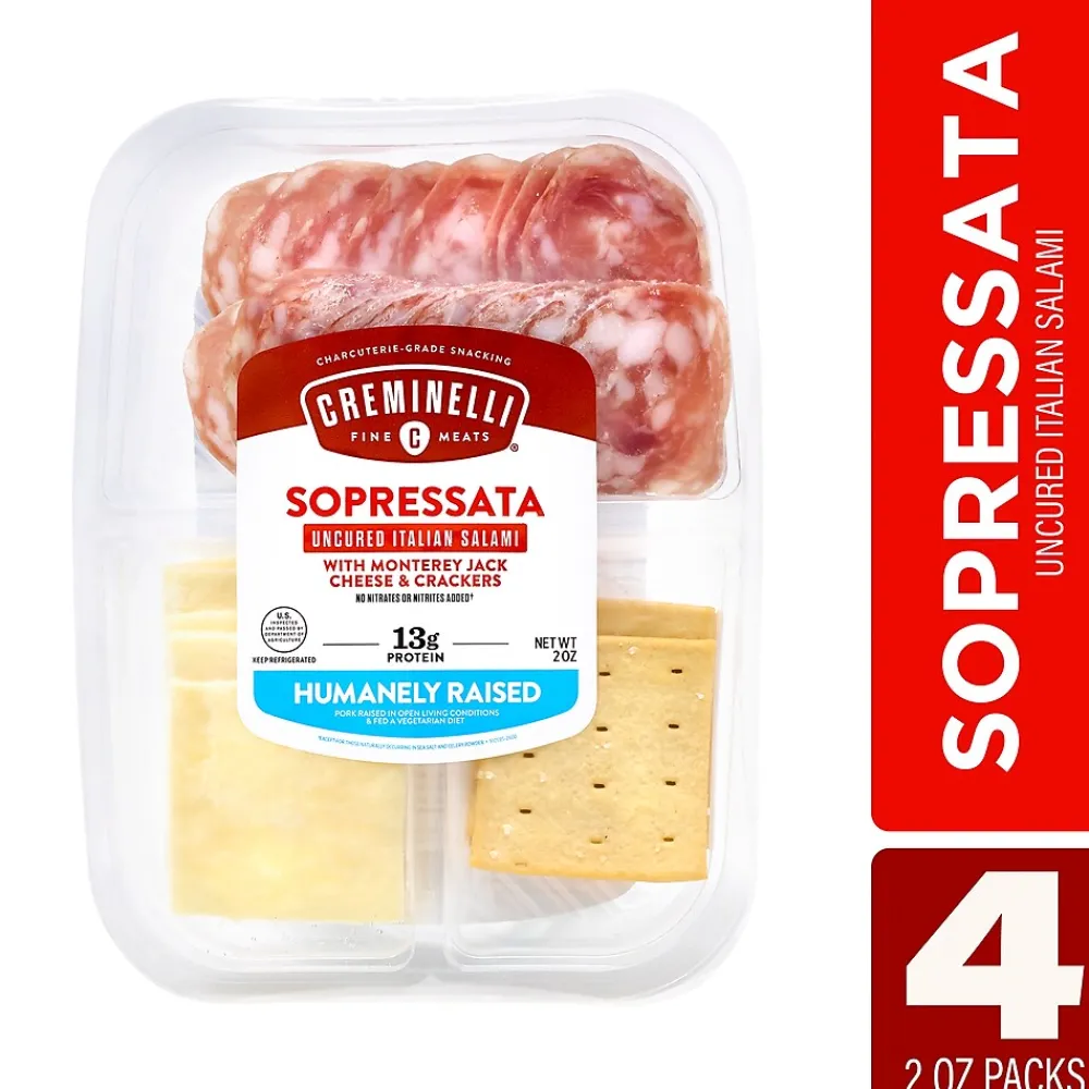Creminelli Fine Meats Creminelli Sopressata, Monterey Jack Cheese, Crackers, 0.5, 4/Pack (220-02085)