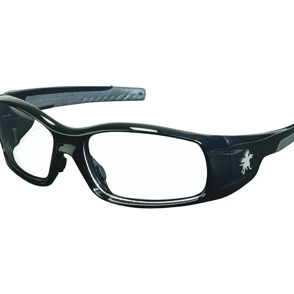 Crews Swagger Brash Look Polycarbonate Dual Lens Safety Glasses, Black/Clear (SR110)