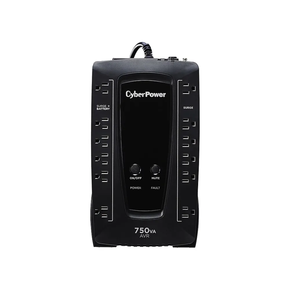 CyberPower AVR Series 750VA UPS, 12-Outlet, Black (AVRG750U)