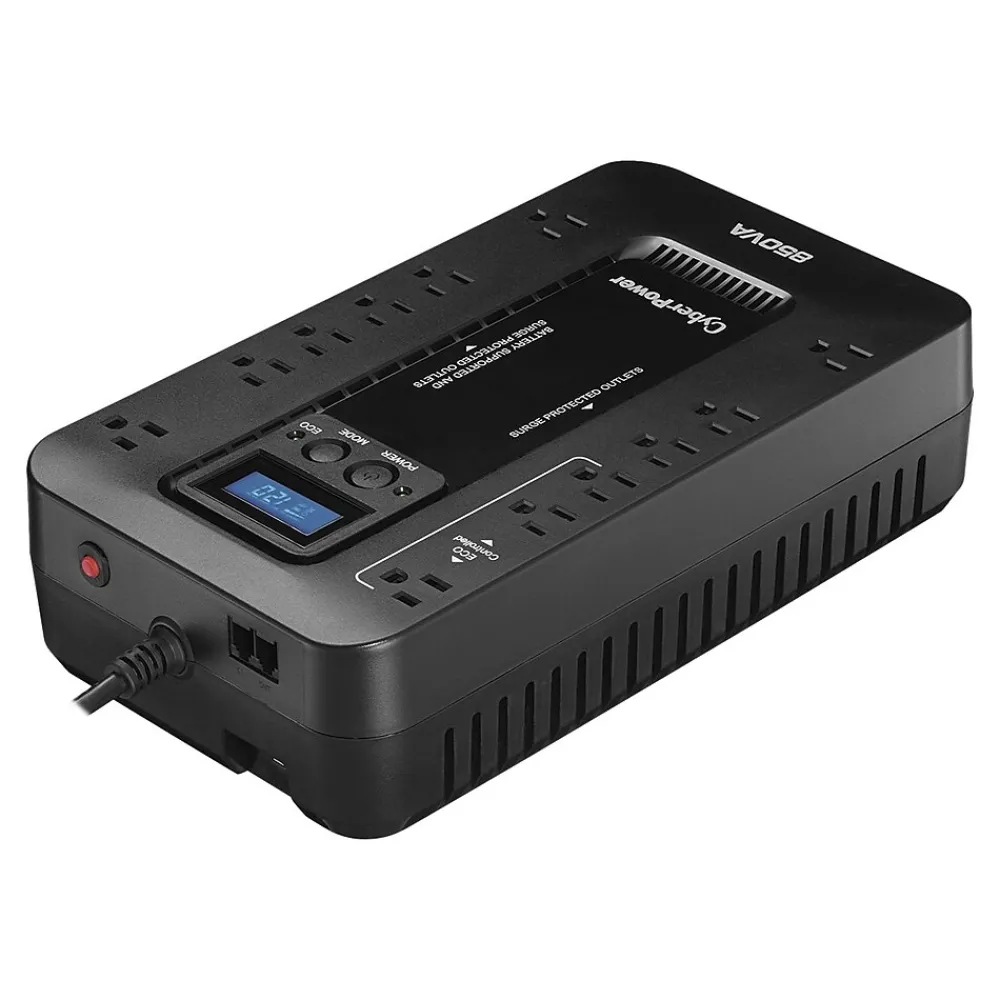 CyberPower Ecologic Series 850VA 12-Outlet UPS, Black (EC850LCD)
