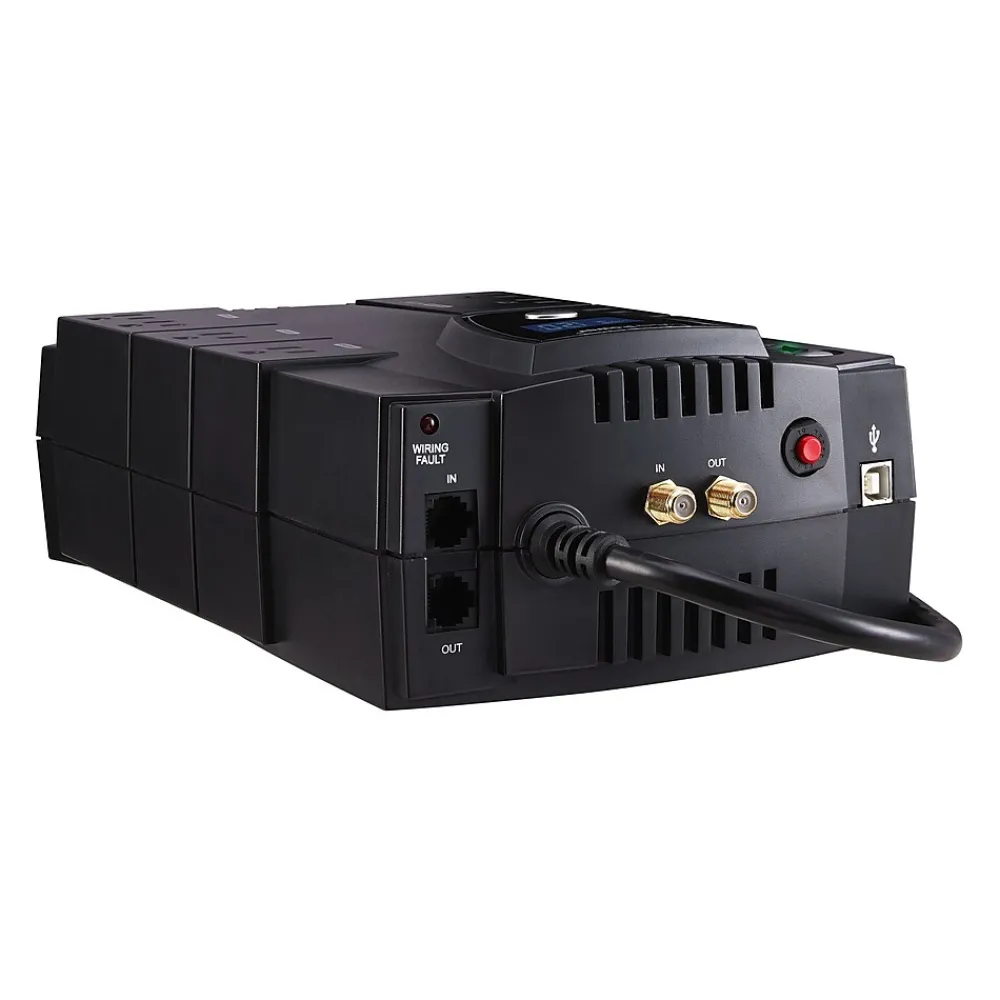 CyberPower Intelligent LCD UPS Series 825VA Battery Backup UPS, 8-Outlets, Black (CP825AVRLCD)