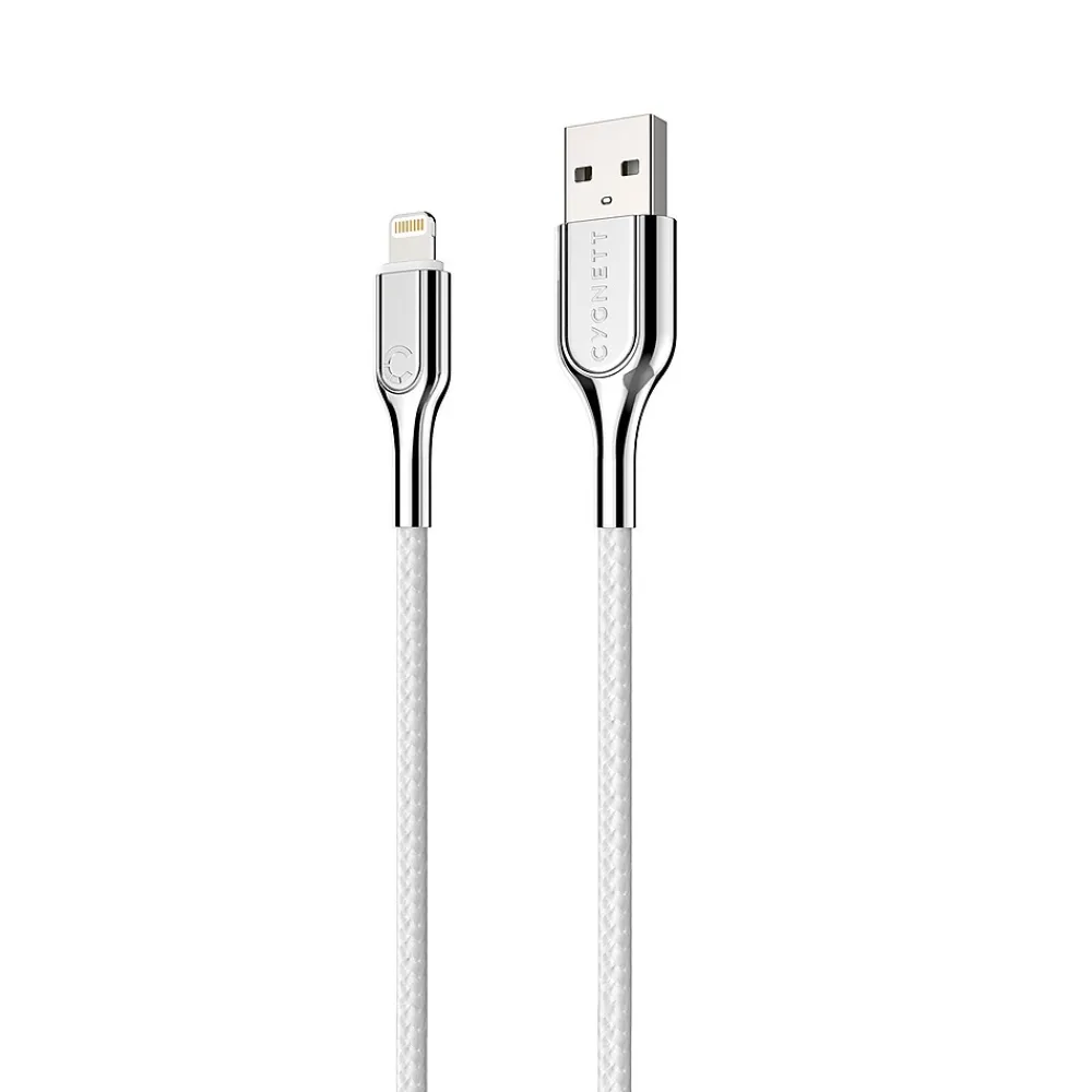 Cygnett Armored Lightning to USB-A Charge and Sync Cable, 6', White (CY2686PCCAL)