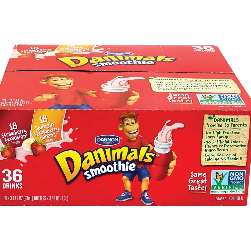 Dannon Danimals Explosion & Swingin' Strawberry Bananas Smoothies, 36/Pack (902-00019)