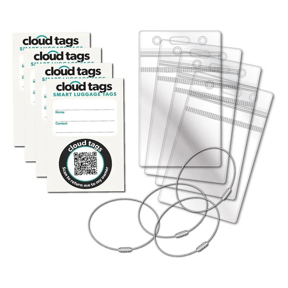Cloud Tags Luggage Tag, White/Green, 4/Pack (10114)<Davis Group Outlet