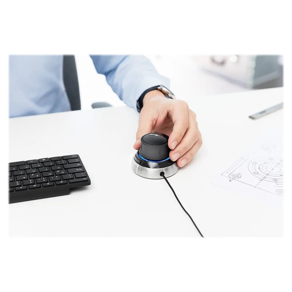 Clearance 3Dconnexion SpaceMouse Wired Ambidextrous USB Mouse, Black/Silver (3DX-700059)