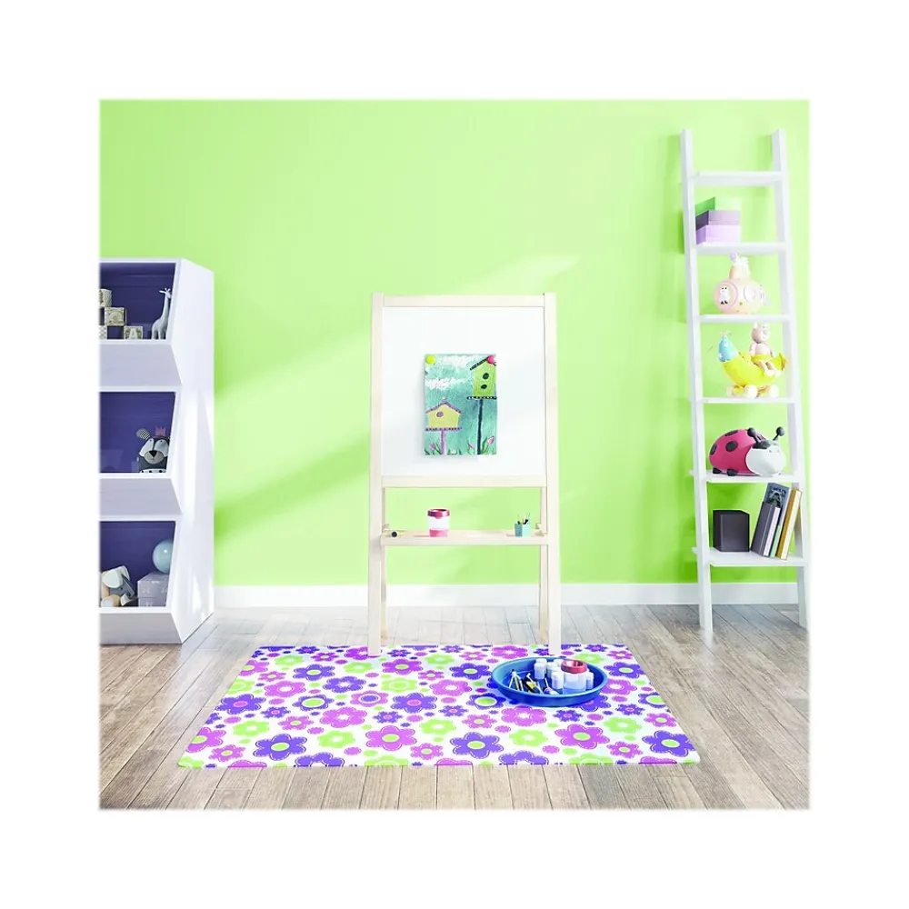 Chair Mats*Deflect-O FashionMat Lazy Daisies Hard Floor Chair Mat, 35" x 40", Low-Pile, Multicolor (CM3540LD)