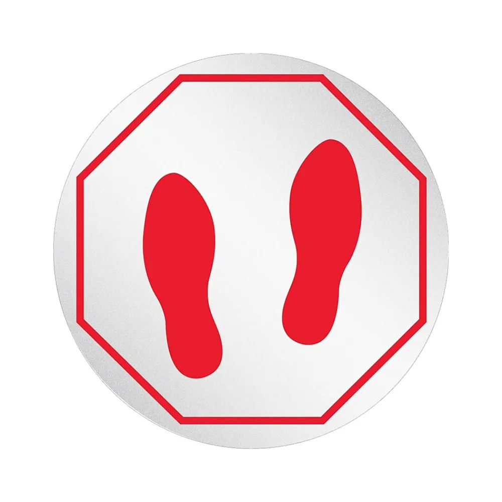 Deflect-O StandSafe Spacing Disc, Footprint , 20", Clear/Red, 6/Pack (PSDD20FPSS/6)