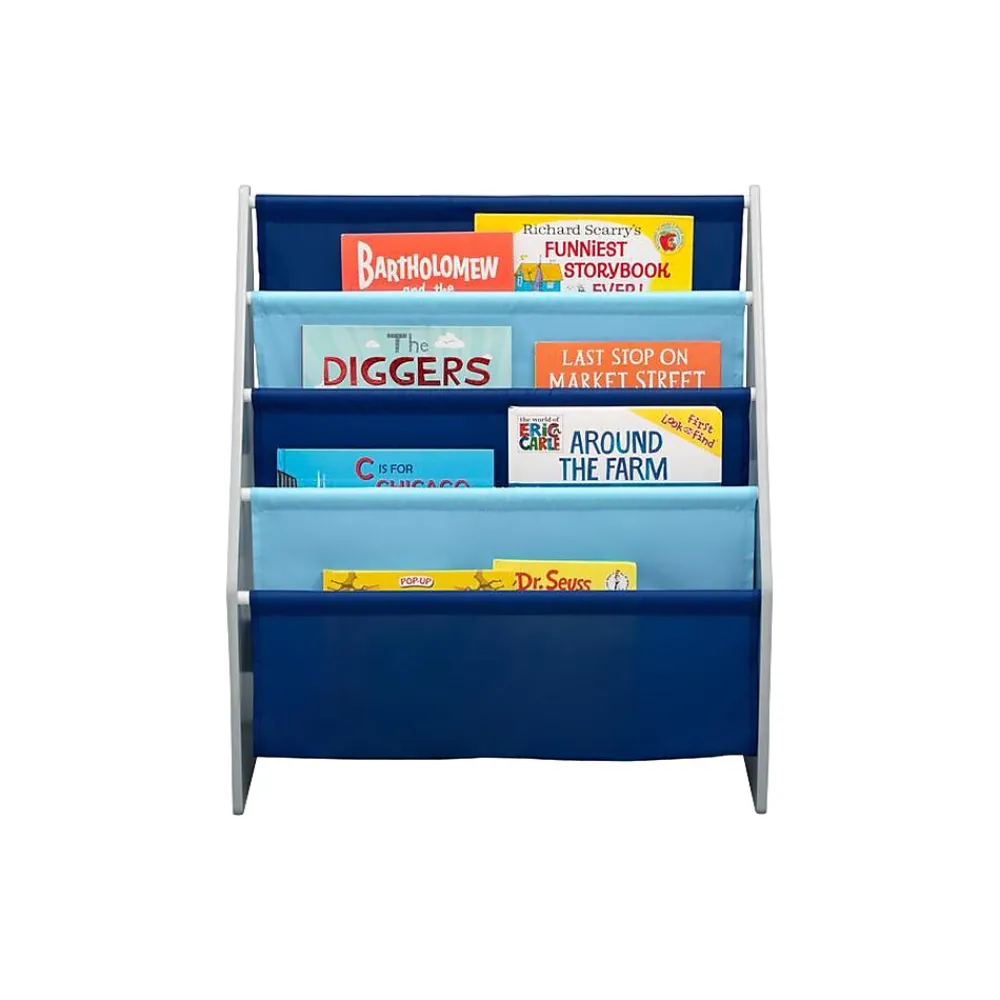 Bookcases*Delta Children Sling Book Rack 4-Tier 28"H Bookshelf, Gray/Blue (TB84414GN-026)