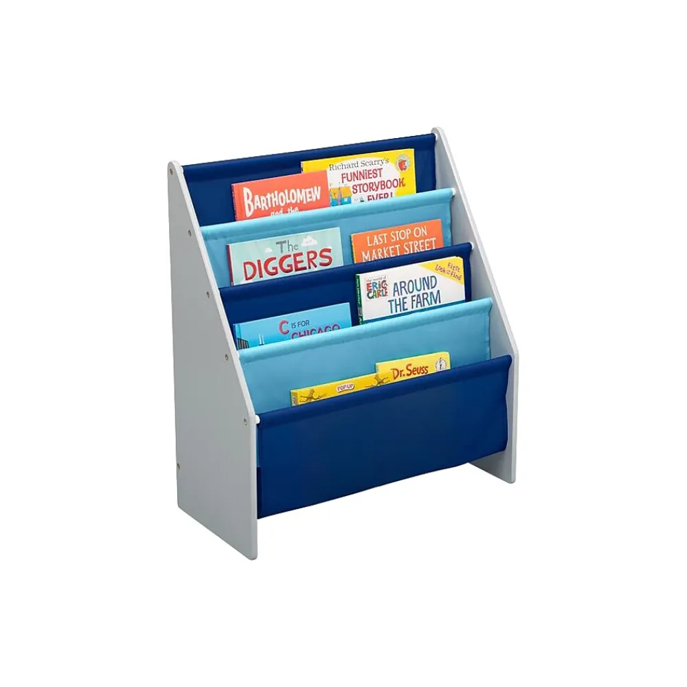 Bookcases*Delta Children Sling Book Rack 4-Tier 28"H Bookshelf, Gray/Blue (TB84414GN-026)