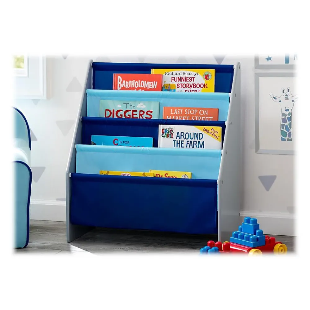 Bookcases*Delta Children Sling Book Rack 4-Tier 28"H Bookshelf, Gray/Blue (TB84414GN-026)