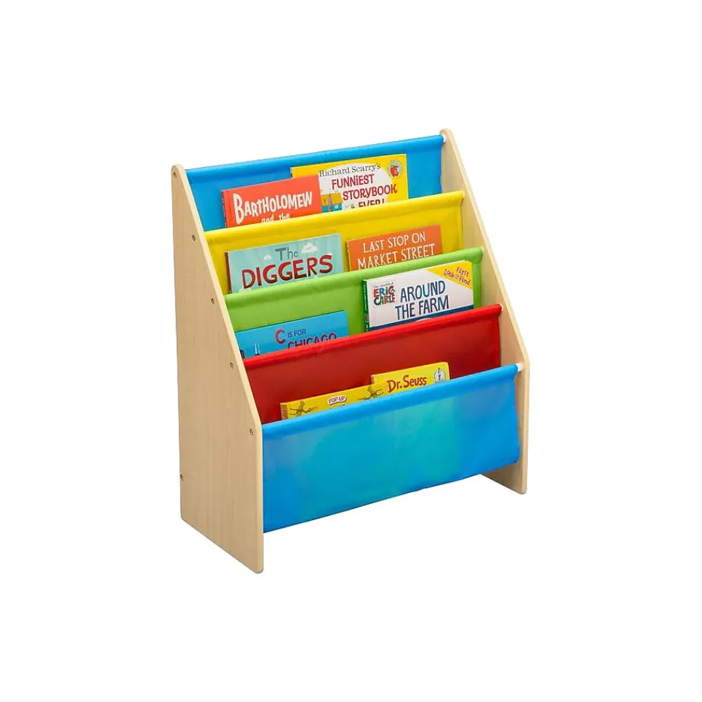 Bookcases*Delta Children Sling Book Rack 4-Tier 28"H Bookshelf, Natural/Blue/Red/Green/Yellow (TB84452GN-1189)
