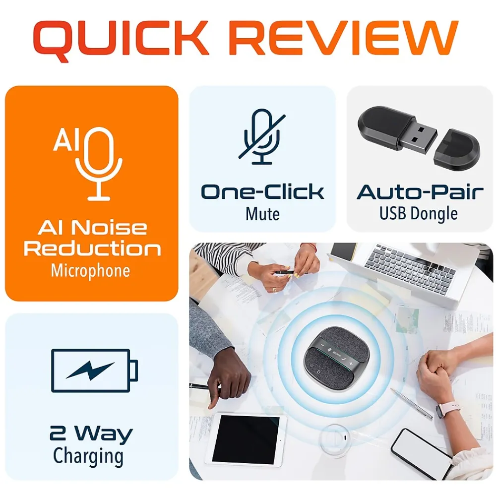 Delton C4700 Noise Reducing 360° Voice Pickup Wired/Wireless Conference Speaker Speakerphone, Black (DSC4700-WR)