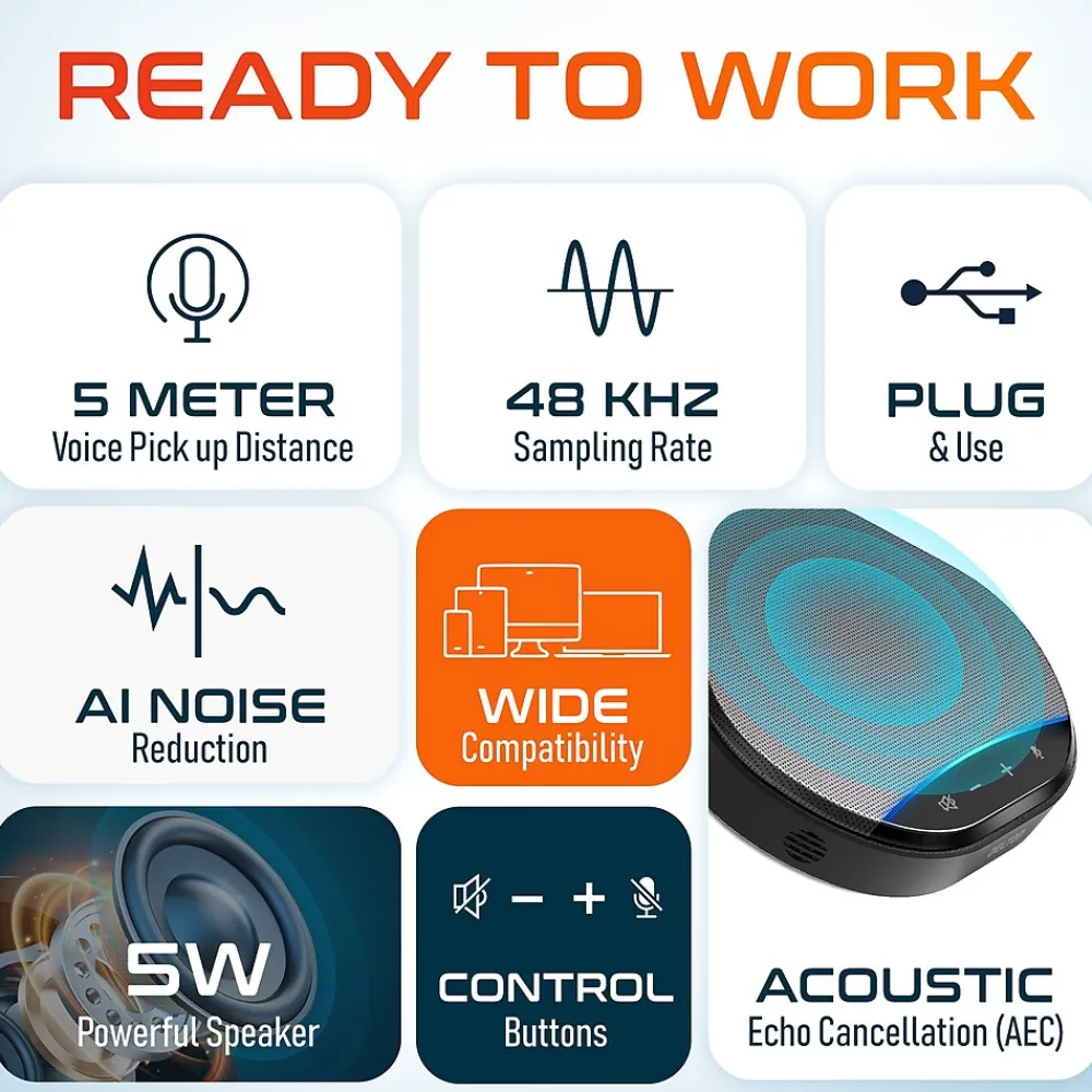 Delton C3900 Noise-Reducing USB Conference Speaker Speakerphone, Black (DSC3900-U)