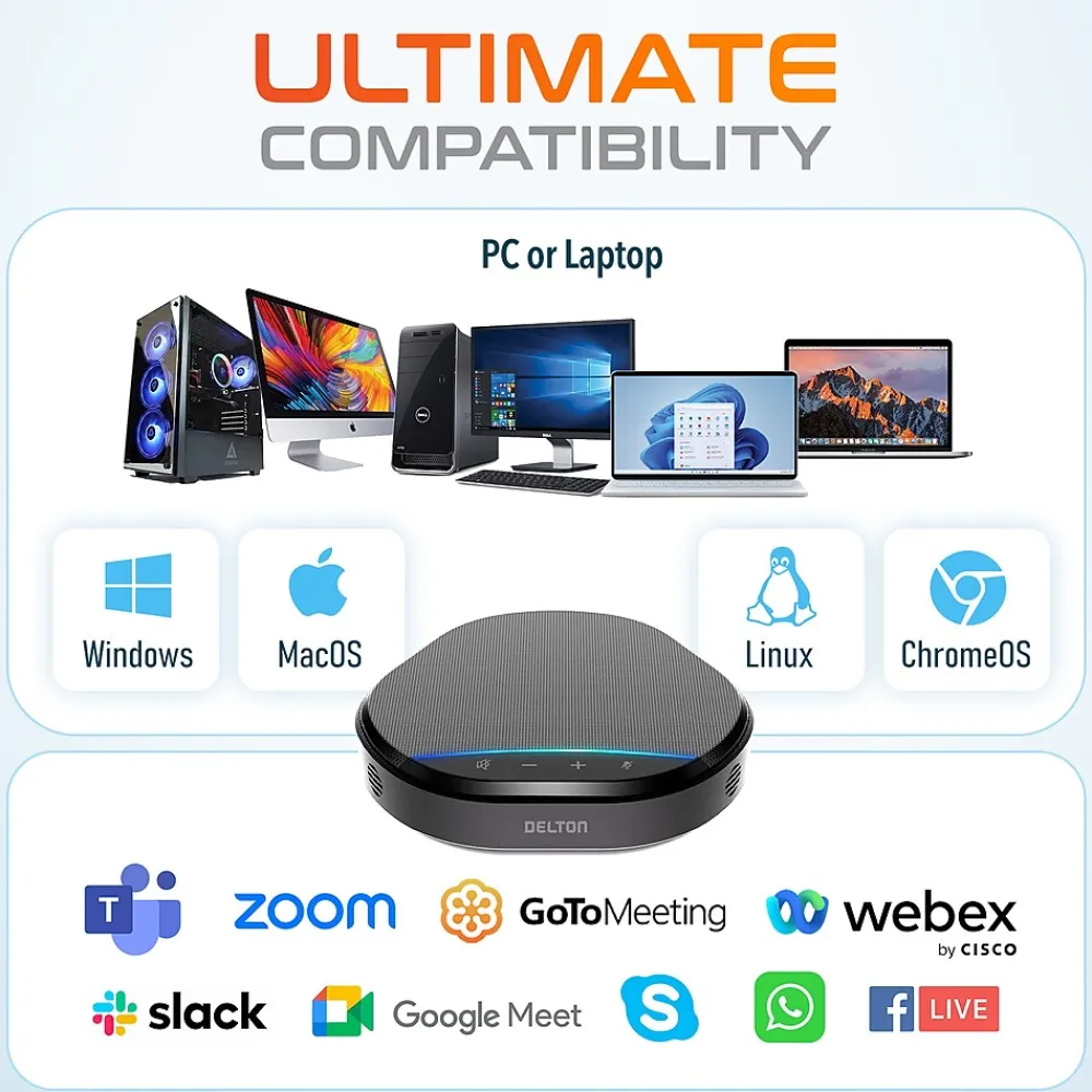 Delton C3900 Noise-Reducing USB Conference Speaker Speakerphone, Black (DSC3900-U)