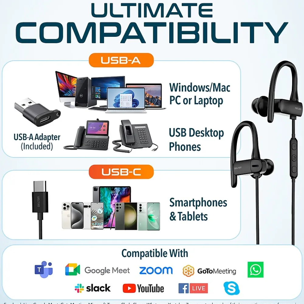 Outlet Delton 24ECA Stereo Earbuds, USB Type-C (DWH24ECA)