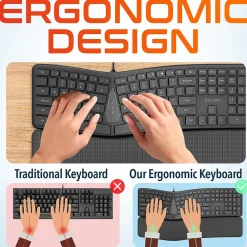 Delton KB250 Ergonomic Keyboard, Black (DKBE250-U)
