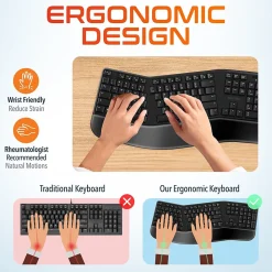 New Delton KB200 Wireless Ergonomic Keyboard, Black (DKBERG24G8-WB)
