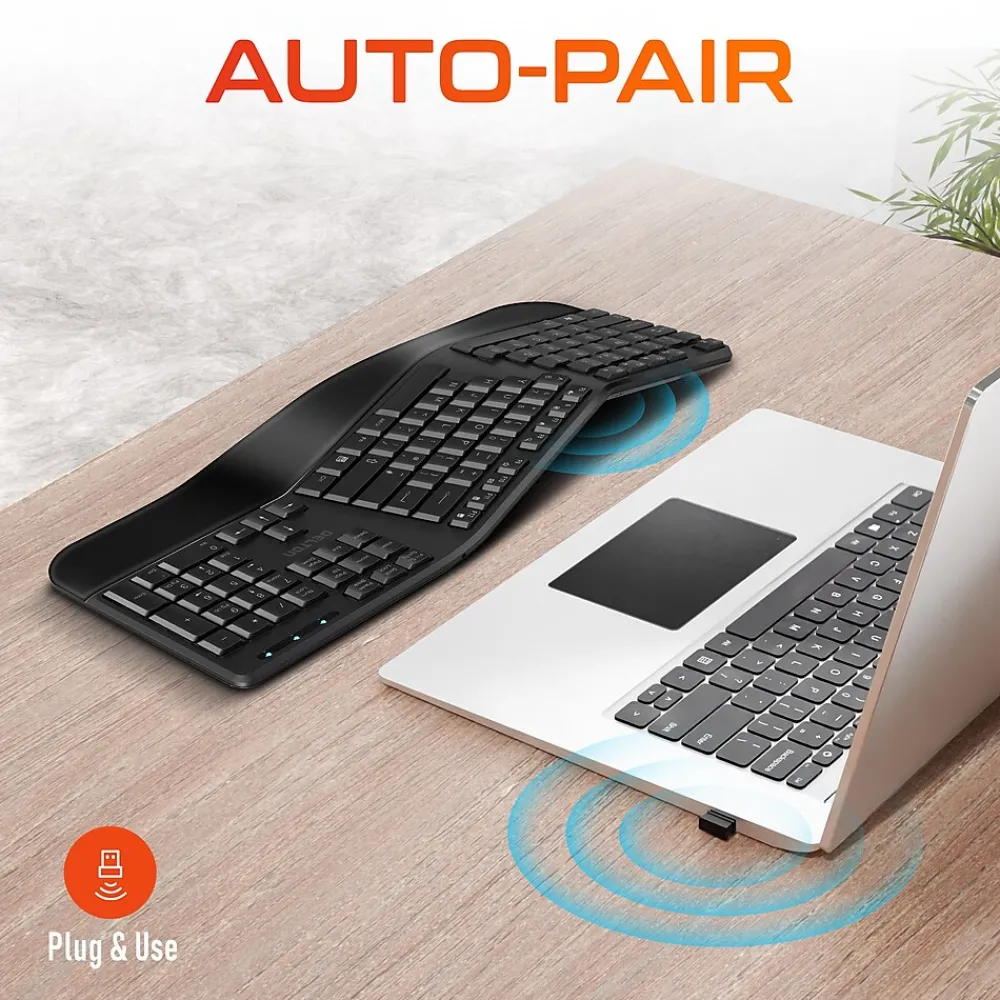 New Delton KB200 Wireless Ergonomic Keyboard, Black (DKBERG24G8-WB)