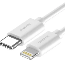 Overtime USB-C/USB Wall & Car Chargers with Two Apple MFi Certified Cables for iPhone/iPad, White (CE14550A)<Delton