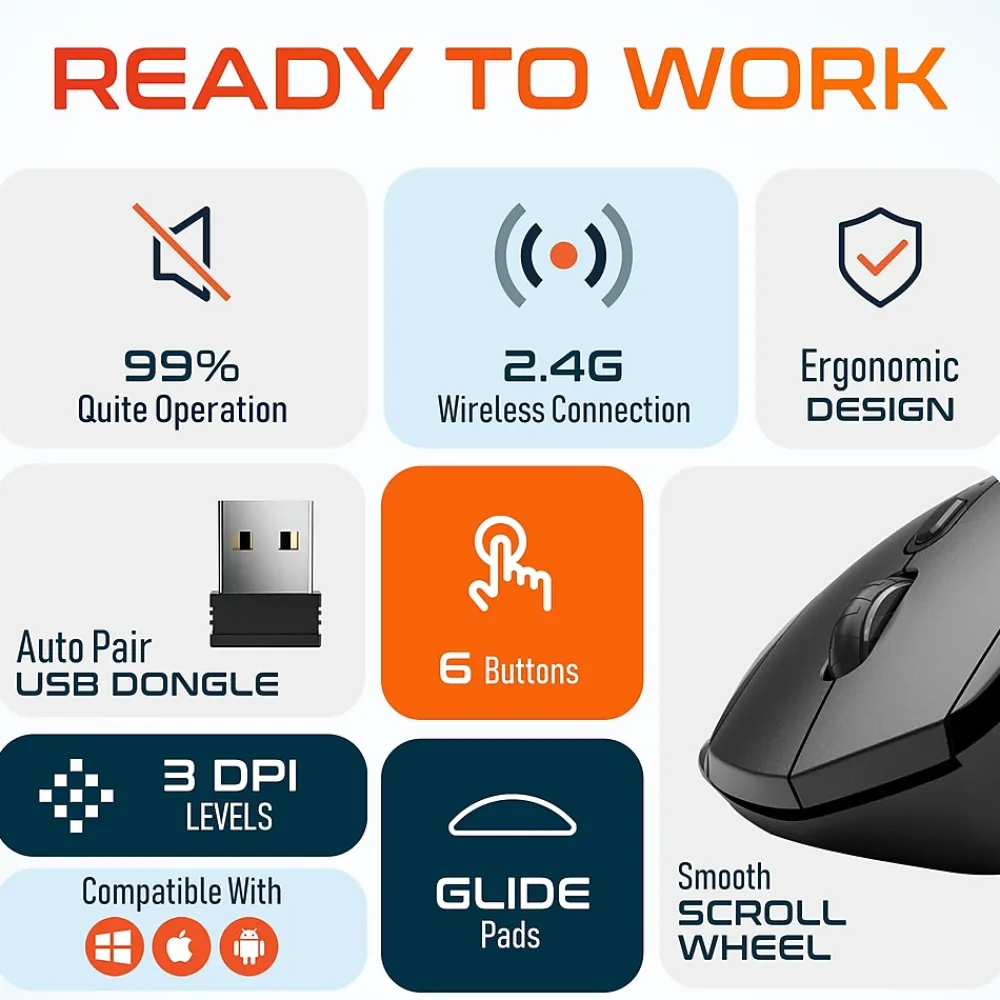Clearance Delton S30 Wireless Optical 2.4 GHz Mouse, Black (DMERGS30-WB)