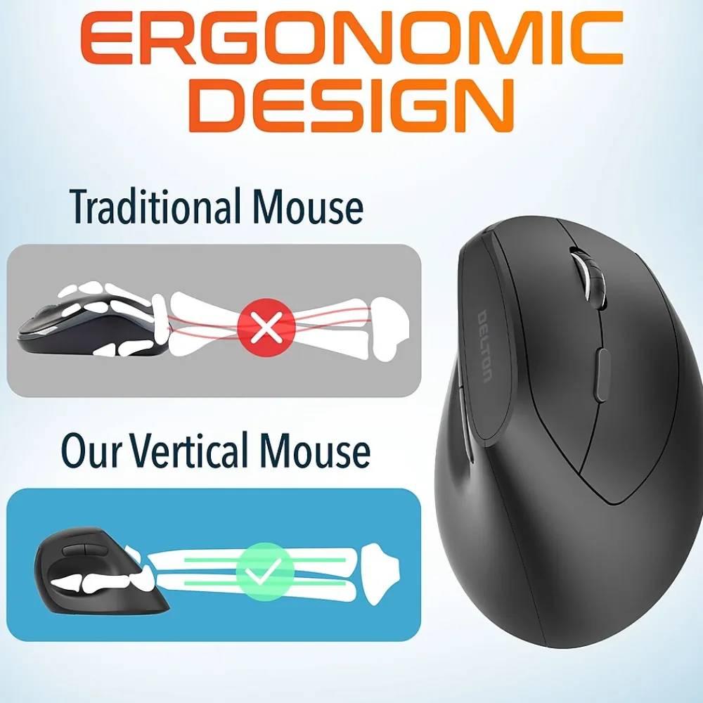 Clearance Delton S12P Wireless Optical 2.4 GHz Mouse, Black (DMERGS12P-WB)