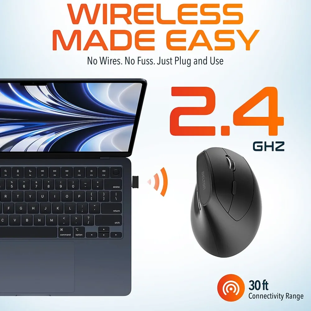 Clearance Delton S12P Wireless Optical 2.4 GHz Mouse, Black (DMERGS12P-WB)