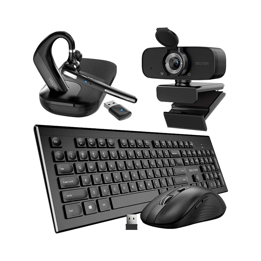 Clearance Delton Work Anywhere 90X Wireless Noise Canceling Bluetooth Computer On-Ear Headset Kit (DBND4WLS90XREG)