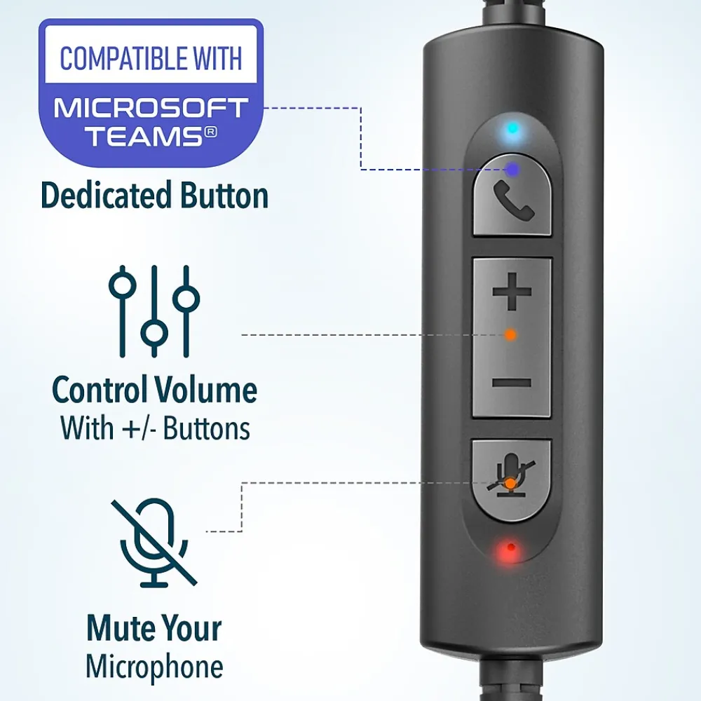 New Delton 30Y MS Teams Noise-Canceling On-Ear Mono Computer Headset, USB Type-A & Type-C, Black (DWH30Y)