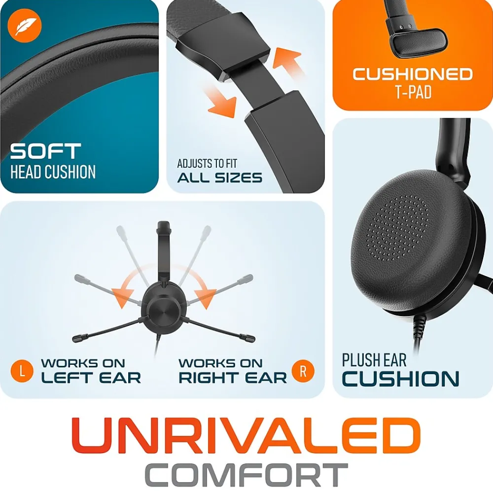 New Delton 30Y MS Teams Noise-Canceling On-Ear Mono Computer Headset, USB Type-A & Type-C, Black (DWH30Y)