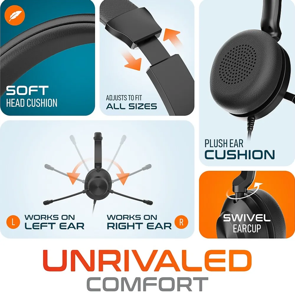 Discount Delton 32Y MS Teams Noise-Canceling On-Ear Computer Headset, USB Type-A & Type C, Black (DWH32Y)