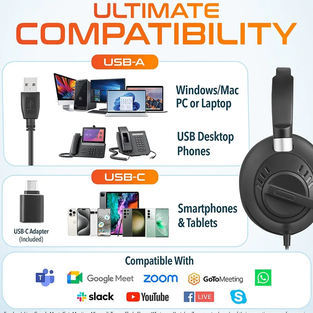 Best Delton 42Y Noise-Canceling Stereo Over-the-Ear Headset, USB Type-A (DWH42YAC)