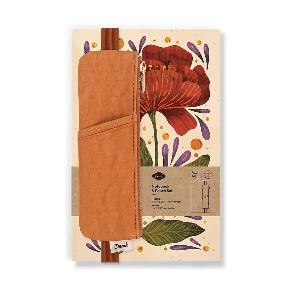 Composition Notebooks|Denik Burgundy Bloom Composition Notebook, College Ruled, 144 Sheets, Multicolor (NBPOUCHSET1837L)