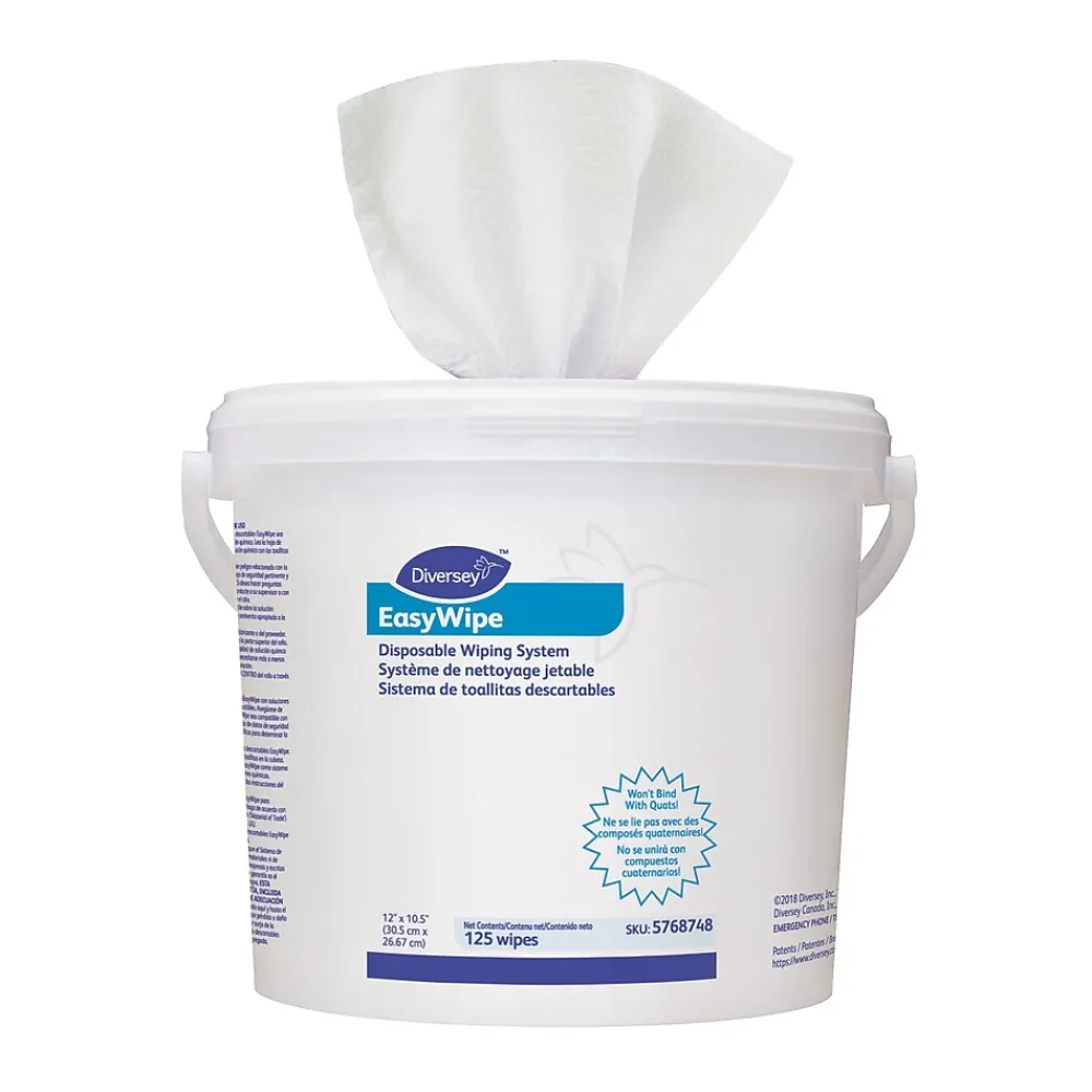 EasyWipe Polypropylene Cleaning Wipers, 10.5" x 12", White, 120 Wipers/Box, 6/Carton (D5768748)<Diversey Discount