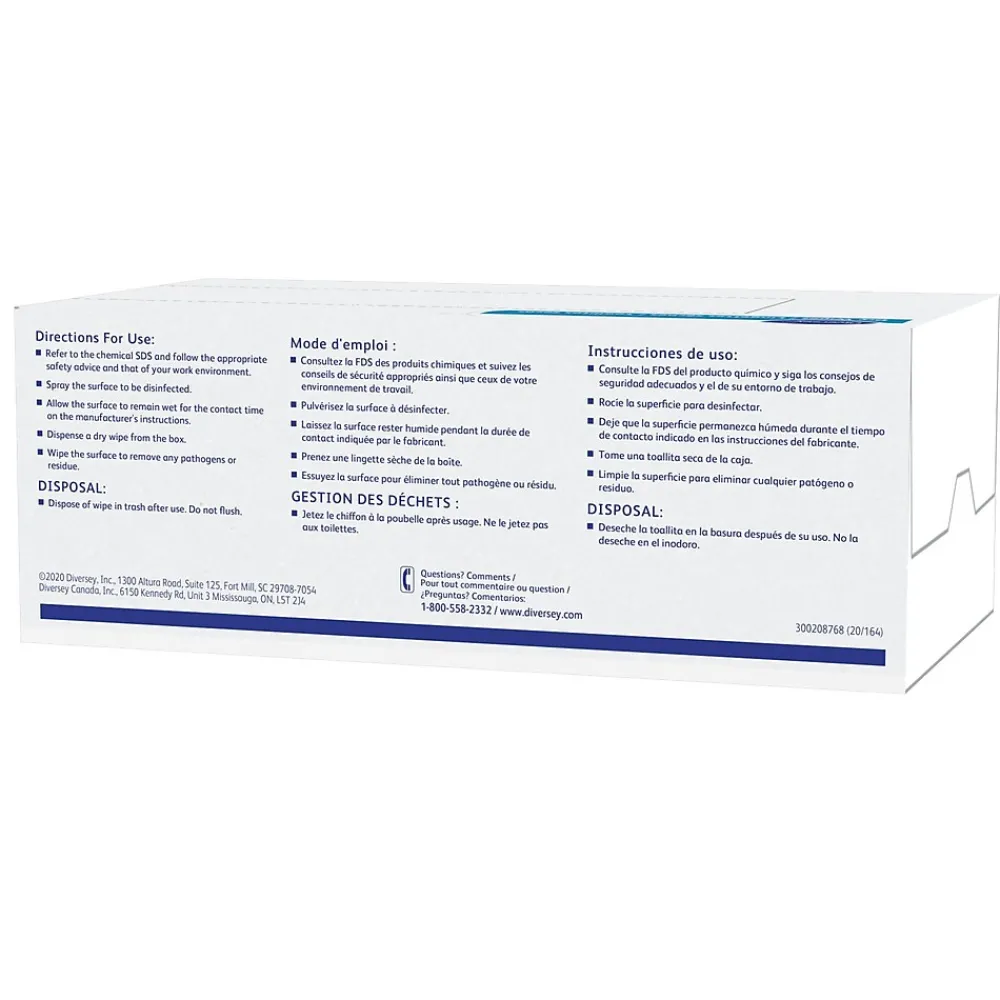 Fabric Cleaning Wipers, 8" x 6", White, 500 Wipers/Box, 4/Carton (D1228884)<Diversey Sale
