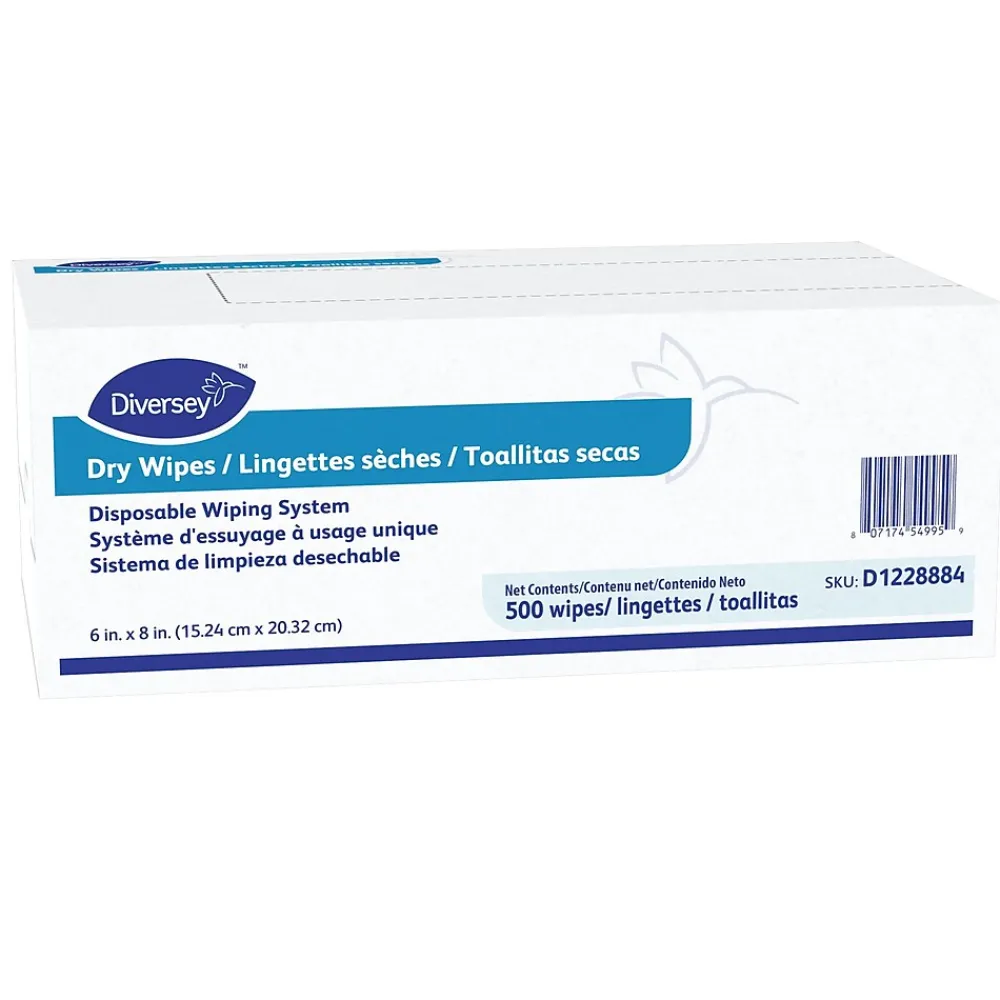 Fabric Cleaning Wipers, 8" x 6", White, 500 Wipers/Box, 4/Carton (D1228884)<Diversey Sale