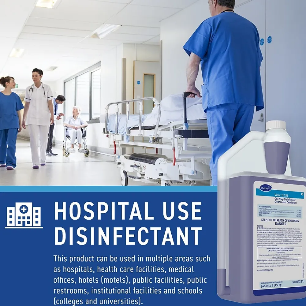 Virex II 256 One-Step Disinfectant Cleaner and Deodorant, 32 oz., 6/Carton (04331.)<Diversey Clearance