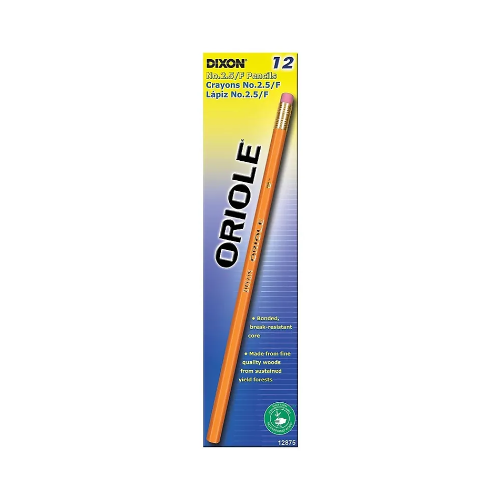 Pencils|Dixon Oriole Wooden Pencil, 2.2mm, #2.5 Medium Lead, Dozen (12875)